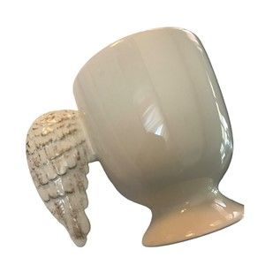 WISTERIA Angel Gold Gilded Wing Off White Mug Cup 4 3/4" tall